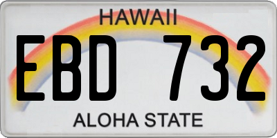 HI license plate EBD732