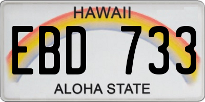 HI license plate EBD733