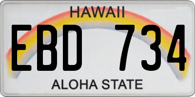 HI license plate EBD734