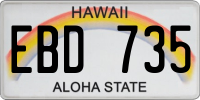 HI license plate EBD735