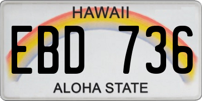 HI license plate EBD736