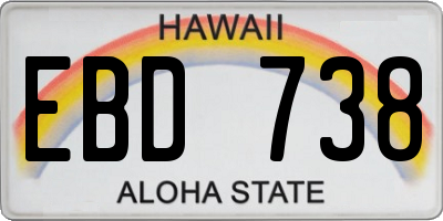 HI license plate EBD738