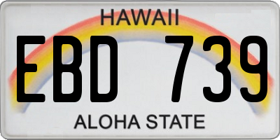 HI license plate EBD739