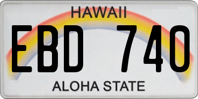 HI license plate EBD740