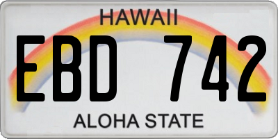 HI license plate EBD742