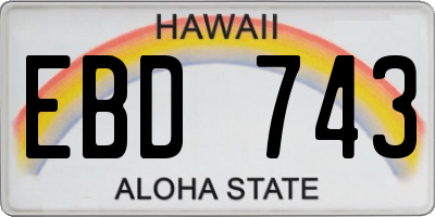 HI license plate EBD743