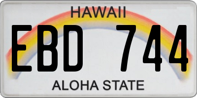 HI license plate EBD744