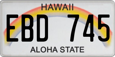 HI license plate EBD745