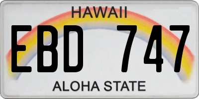 HI license plate EBD747