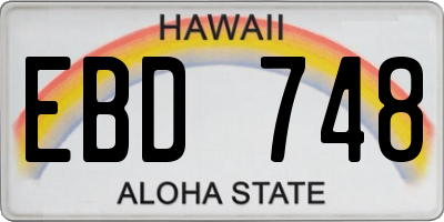 HI license plate EBD748