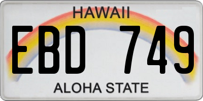 HI license plate EBD749