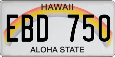 HI license plate EBD750