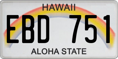 HI license plate EBD751