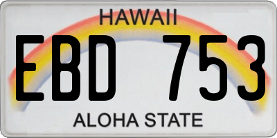 HI license plate EBD753