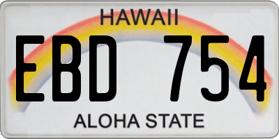 HI license plate EBD754