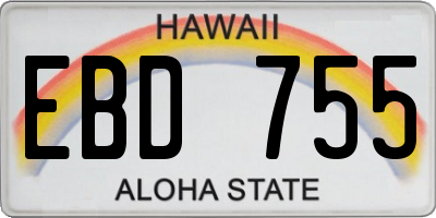 HI license plate EBD755