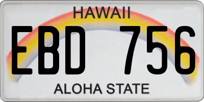 HI license plate EBD756