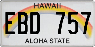 HI license plate EBD757