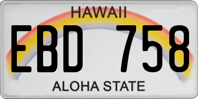 HI license plate EBD758