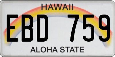 HI license plate EBD759