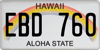 HI license plate EBD760