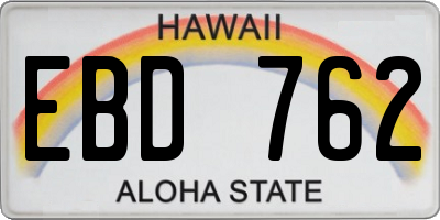 HI license plate EBD762