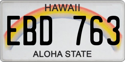 HI license plate EBD763