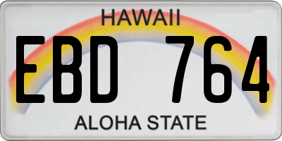 HI license plate EBD764