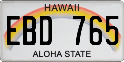 HI license plate EBD765