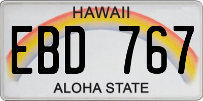 HI license plate EBD767