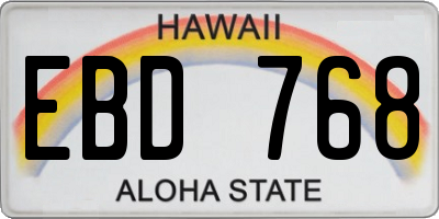 HI license plate EBD768