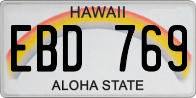 HI license plate EBD769