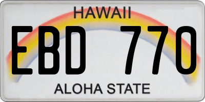 HI license plate EBD770