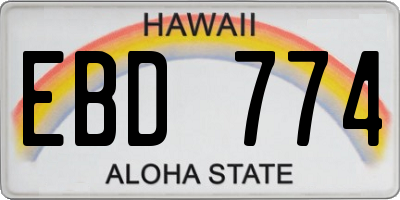 HI license plate EBD774