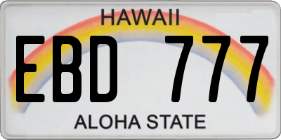 HI license plate EBD777