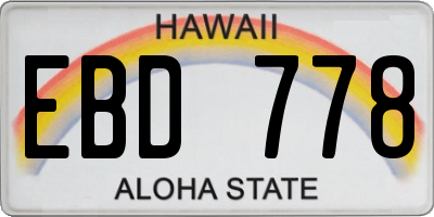 HI license plate EBD778