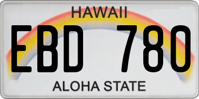 HI license plate EBD780