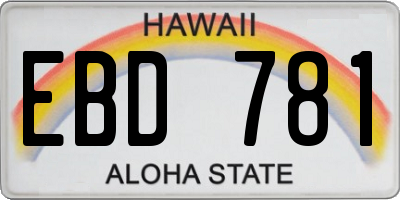 HI license plate EBD781