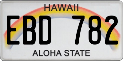 HI license plate EBD782