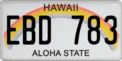 HI license plate EBD783