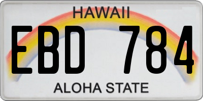 HI license plate EBD784