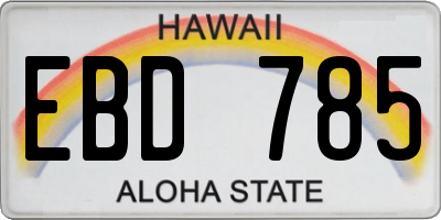 HI license plate EBD785