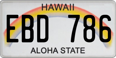 HI license plate EBD786