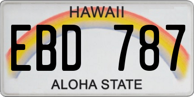 HI license plate EBD787