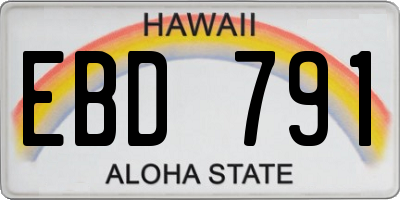 HI license plate EBD791