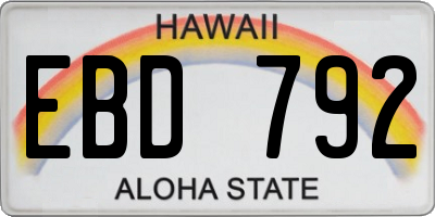 HI license plate EBD792