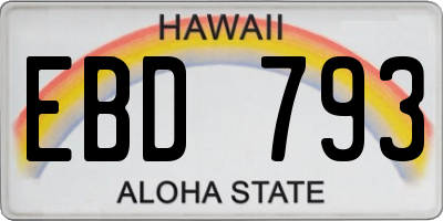 HI license plate EBD793