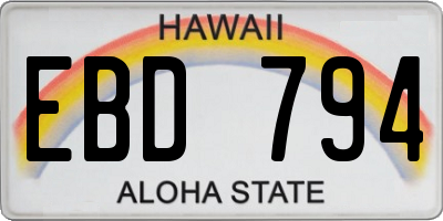 HI license plate EBD794