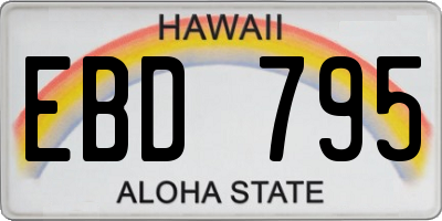 HI license plate EBD795