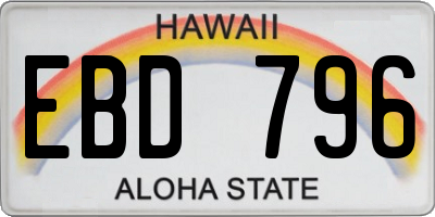 HI license plate EBD796